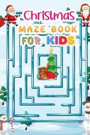 Cover of christmas maze book for kids