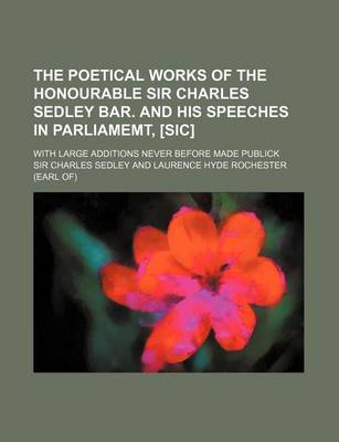 Book cover for The Poetical Works of the Honourable Sir Charles Sedley Bar. and His Speeches in Parliamemt, [Sic]; With Large Additions Never Before Made Publick