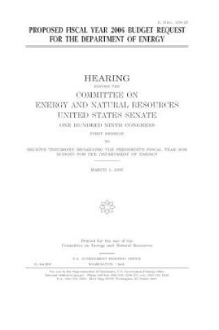 Cover of Proposed fiscal year 2006 budget request for the Department of Energy