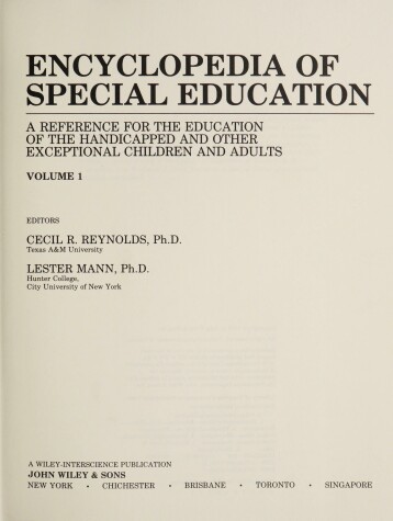 Book cover for Special Education V1