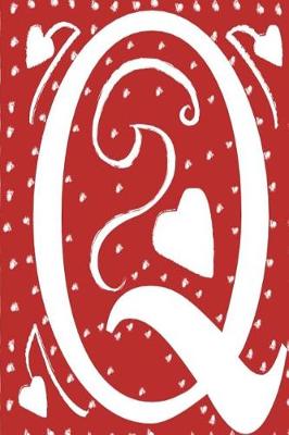 Book cover for Monogram Journal Letter Q Hearts Love Red White