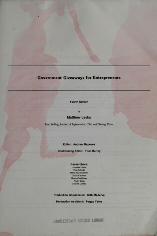 Cover of Government Giveaways for Entrepreneur