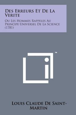 Book cover for Des Erreurs Et de La Verite