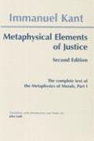 Cover of Metaphysical Elements of Justice