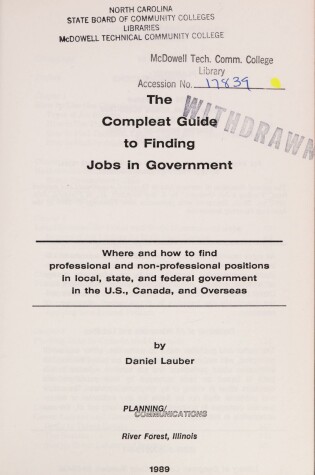 Cover of Compleat Guide Finding Job