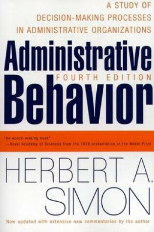 Cover of Administrative Behavior, 4th Edition