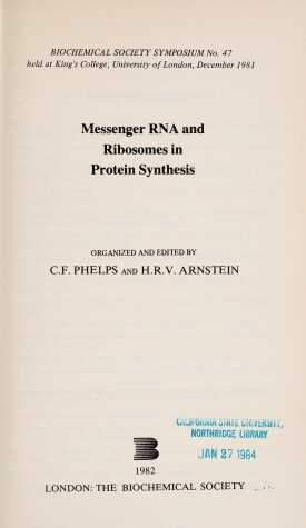 Cover of Messenger RNA and Ribosomes in Protein Synthesis