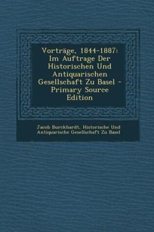 Cover of Vortrage, 1844-1887