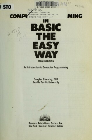 Cover of Computer Programming in Basic the Easy Way