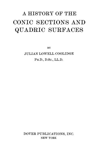 Cover of History of the Conic Sections and Quadric Surfaces