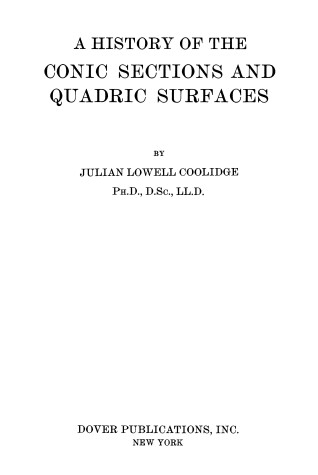 Book cover for History of the Conic Sections and Quadric Surfaces