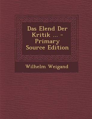 Book cover for Das Elend Der Kritik ...