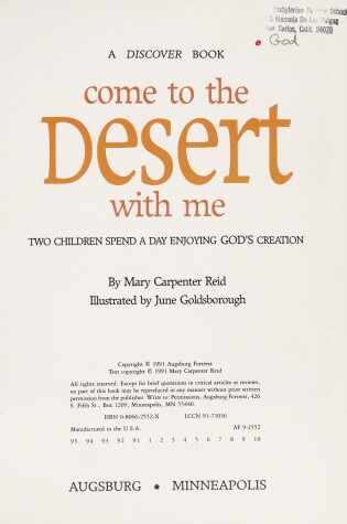 Cover of Come to the Desert with Me