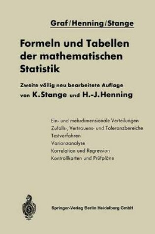 Cover of Formeln Und Tabellen Der Mathematischen Statistik