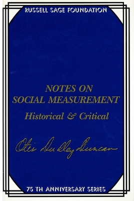 Book cover for Notes on Social Measurement