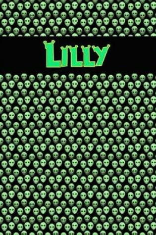 Cover of 120 Page Handwriting Practice Book with Green Alien Cover Lilly