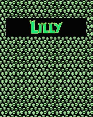 Book cover for 120 Page Handwriting Practice Book with Green Alien Cover Lilly