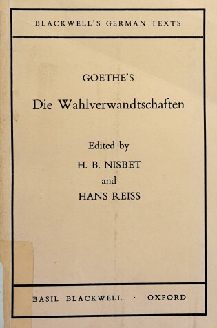 Cover of Wahlverwandschaften, Die