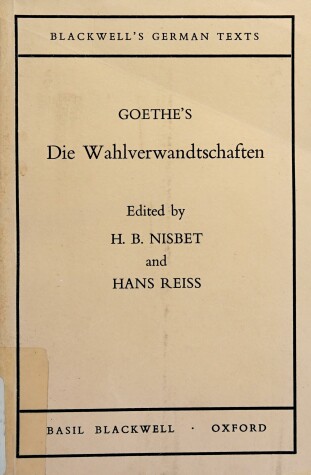 Cover of Wahlverwandschaften, Die