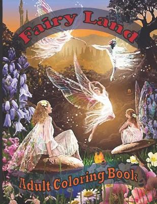 Book cover for fairy land adult coloring book