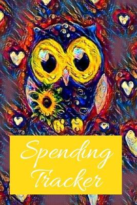 Book cover for Blue Yellow Owl With Sunflower and Hearts Gift Expense & Spending Tracker Notebook