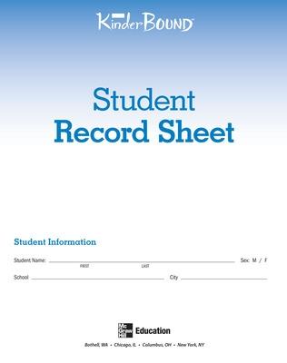 Book cover for KinderBound PreK-K, Student Record Sheets (pkg. of 50)
