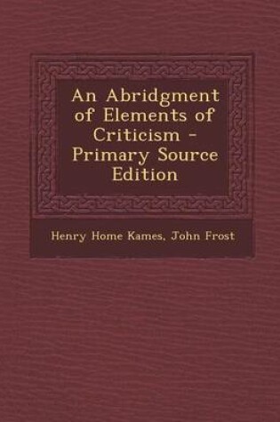 Cover of Abridgment of Elements of Criticism
