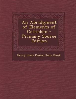 Book cover for Abridgment of Elements of Criticism