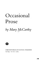 Book cover for Occasional Prose