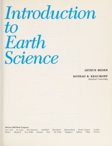 Book cover for Introduction to Earth Science