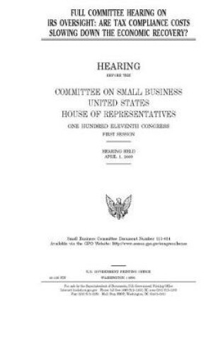 Cover of Full committee hearing on IRS oversight