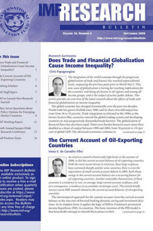 Cover of IMF Research Bulletin, September 2009