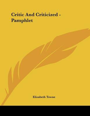 Book cover for Critic and Criticized - Pamphlet