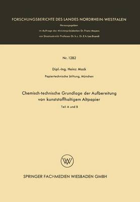 Cover of Chemisch-Technische Grundlage Der Aufbereitung Von Kunststoffhaltigem Altpapier