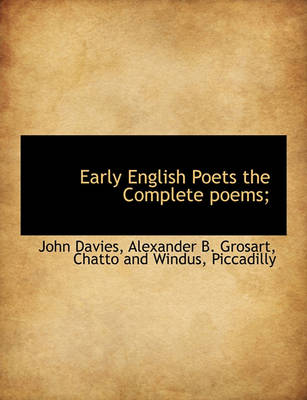 Book cover for Early English Poets the Complete Poems;