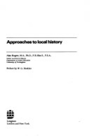 Cover of Approaches to Local History