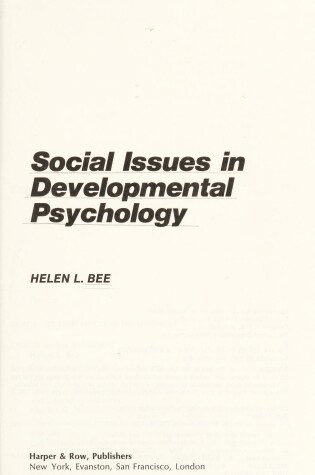 Cover of Social Issues in Developmental Psychology