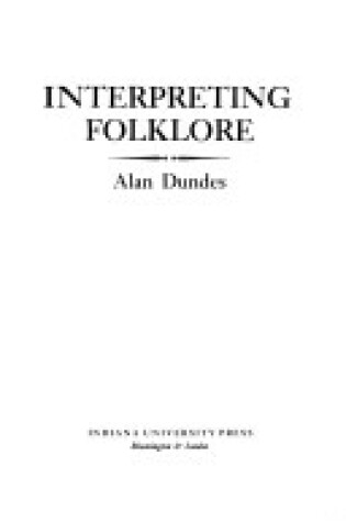 Cover of Interpreting Folklore