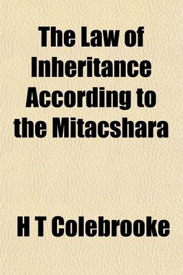 Book cover for The Law of Inheritance According to the Mitacshara