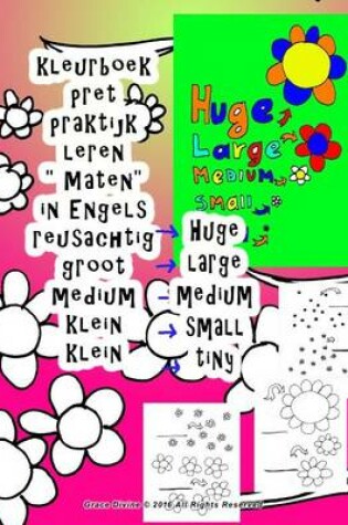 Cover of kleurboek groot medium klein Leren maten in Engels voor kinderen iedereen wie wil leren Engels