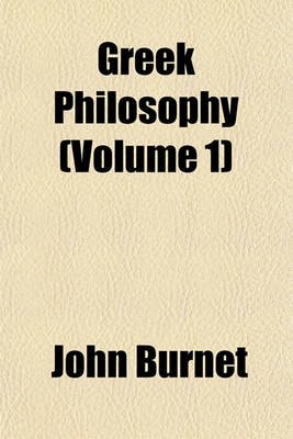 Book cover for Greek Philosophy (Volume 1)