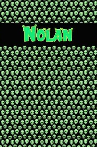 Cover of 120 Page Handwriting Practice Book with Green Alien Cover Nolan