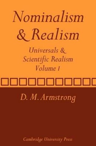 Cover of Nominalism and Realism: Volume 1