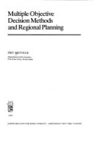 Cover of Multiple Objective Decision Methods and Regional Planning