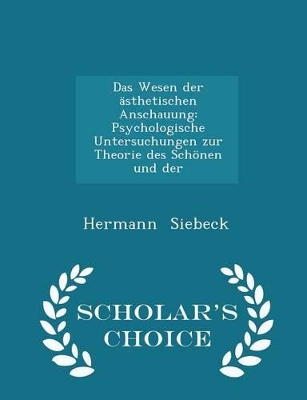 Book cover for Das Wesen Der AEsthetischen Anschauung