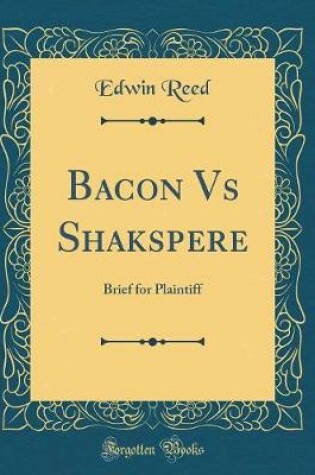 Cover of Bacon Vs Shakspere