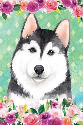 Cover of Journal Notebook For Dog Lovers Husky In Flowers 2