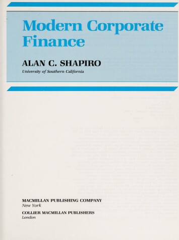 Book cover for Modern Corporate Finance