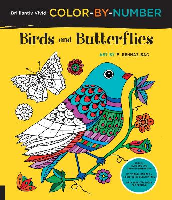 Cover of Brilliantly Vivid Color-by-Number: Birds and Butterflies