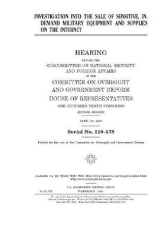 Cover of Investigation into the sale of sensitive, in-demand military equipment and supplies on the Internet